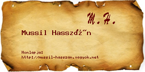 Mussil Hasszán névjegykártya